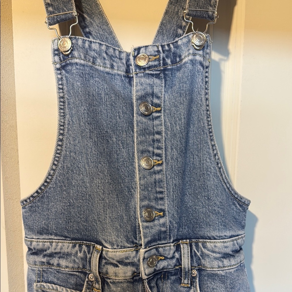 Free People Blue Denim Overalls with Tapered Legs - Picture 6 of 7